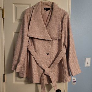 Pink Portrait Collar Wrap Coat